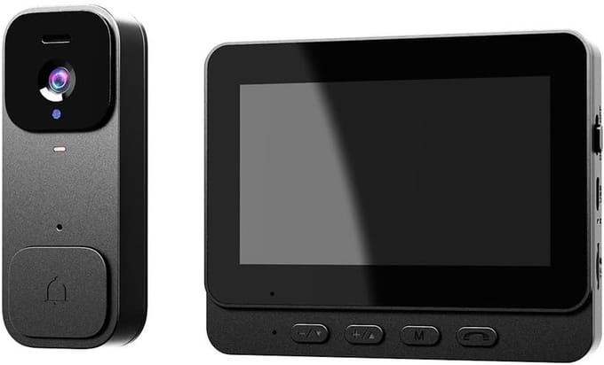 Draadloze Videodeurbel met 4.3 Inch Binnenmonitor - Slimme Intercom Zonder Boren
