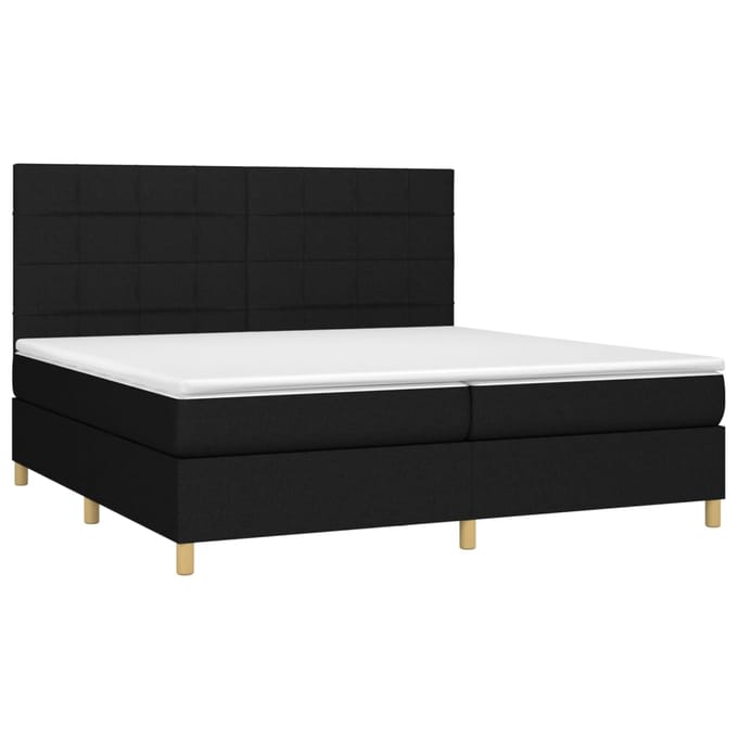 vidaXL - Boxspring - met - matras - en - LED - stof - zwart - 200x200 - cm