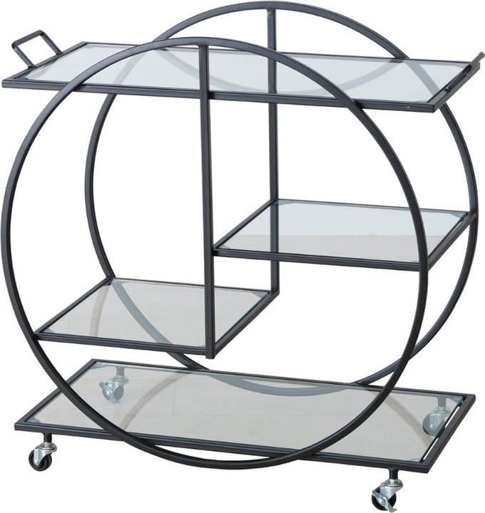 Wandkast Open Glas Metaal Op Wielen 75 cm