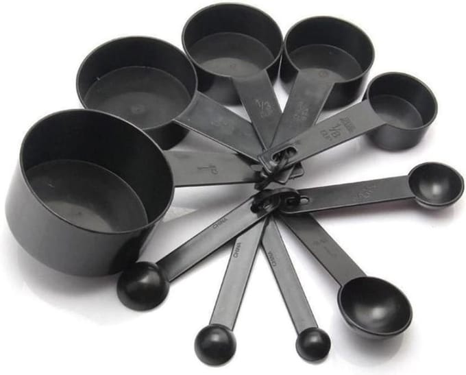 BukkitBow - Maatbeker Set Klein - Maatschepjes - Maatlepel Set - Measuring Cups and Spoons - 10-Delig - Zwart