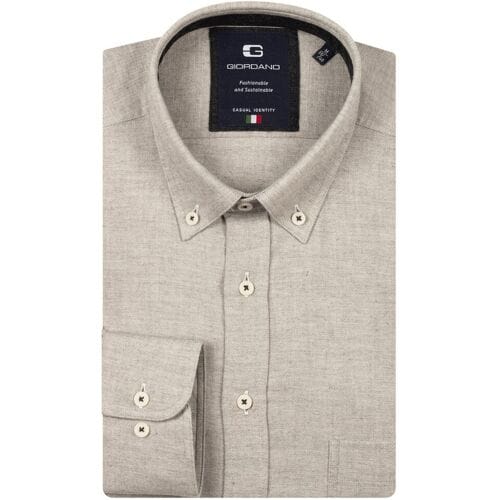 Giordano Overhemd Brando Faux-Uni Flanel Twill Wooltouch Mélange Soft Grey / male