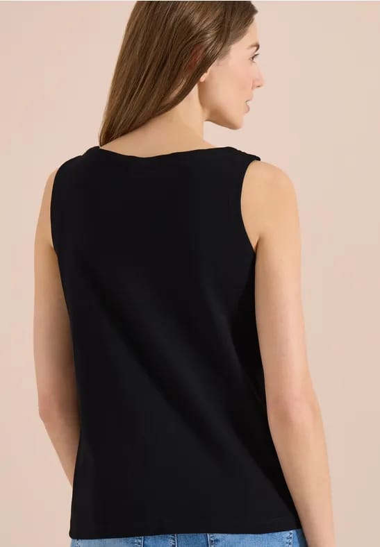 Top met gespleten hals in effen kleur