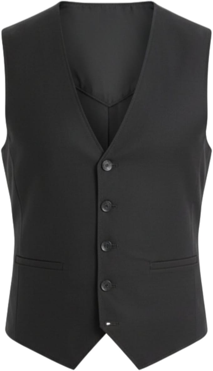 OMBRE Gilet - Slim Fit - Knopen - Effen Zwart XL