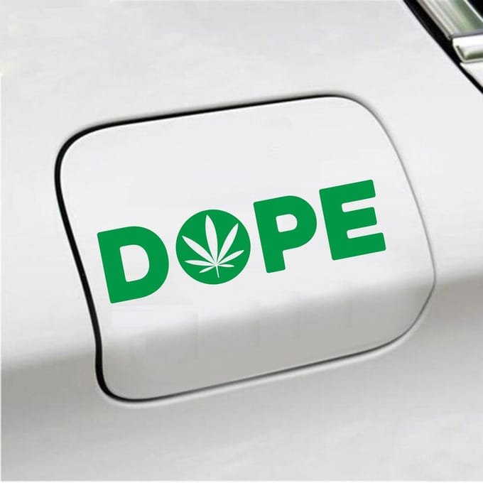 Bumpersticker - Dope - 4,5 X 17 - Groen