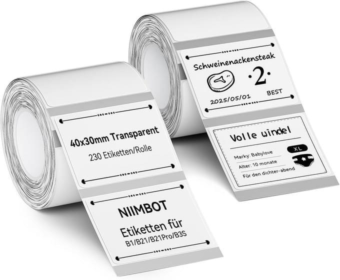 NIIMBOT Labels self-adhesive roll for B21/B1 (transparent, 2 rolls 40 x 30)