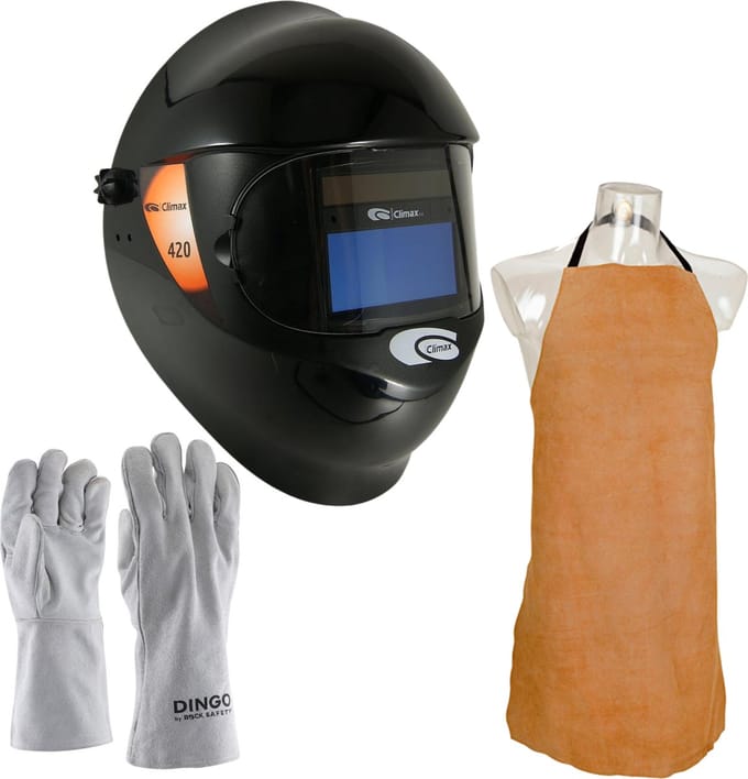 Lashelm set met Climax 420 - Inclusief Lasschort, Lashandschoenen en laskap - Laskleding - Complete Set