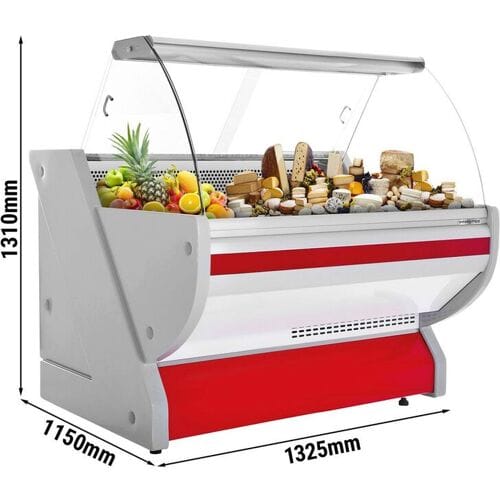 GGM Gastro Kühl-/ Fleischtheke - 1300mm - Rot - mit Fleischlicht & beleuchteter Frontblende