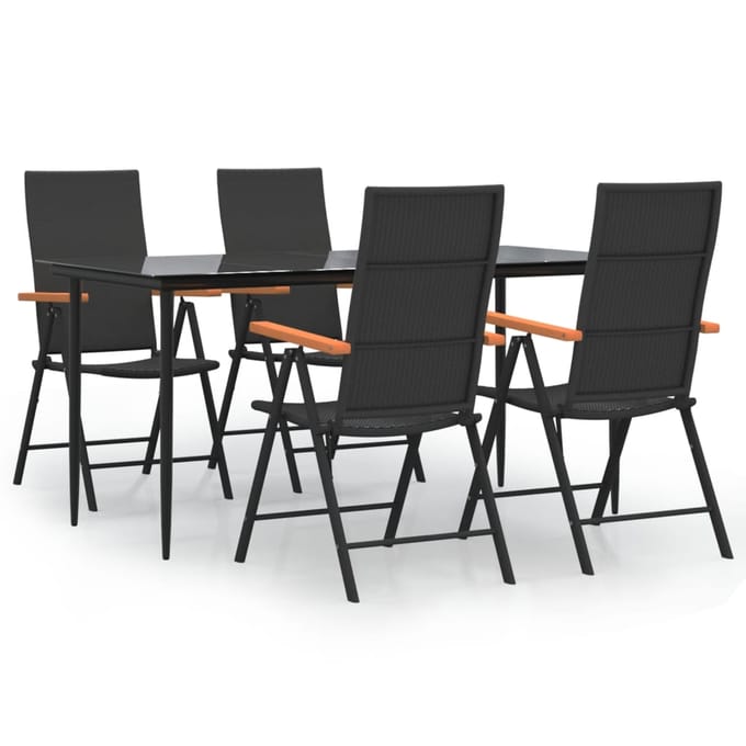 vidaXL - 5-delige - Tuinset - poly - rattan - zwart - en - bruin