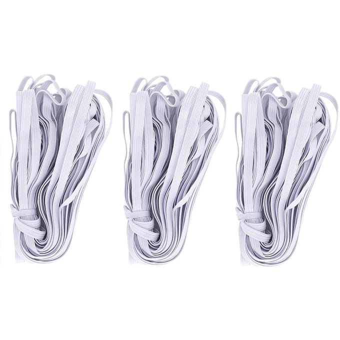 3 Sacs 0.6cm 10m/32.8ft Cordon Élastique Plat Bandes pour Couture Vêtements Projet d'Artisanat DIY Blanc blanc