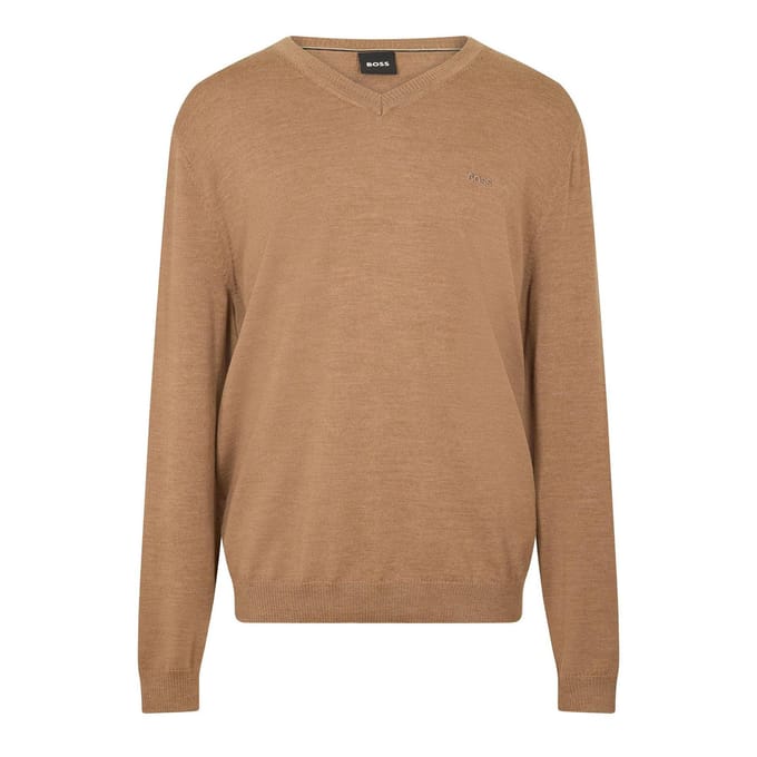 Boss Heren Batisse V Hals Sweater Top (Medium Beige)