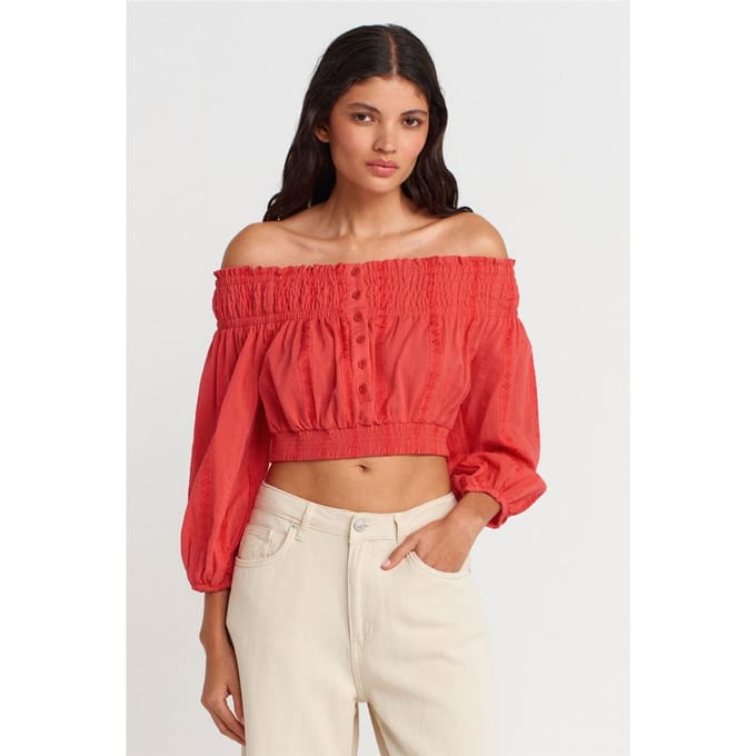 Schoudervrije Crop Blouse