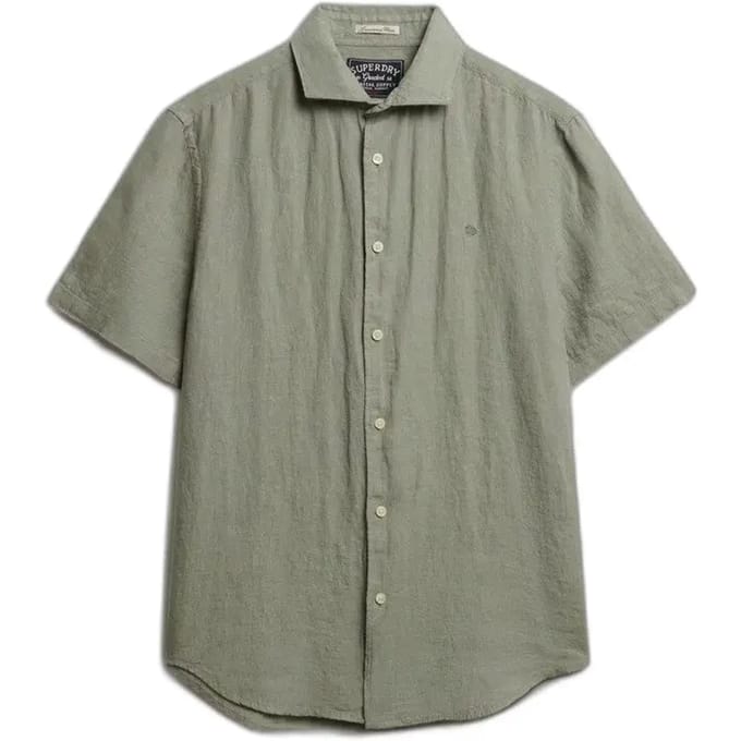 Superdry Riviera Linen Overhemd Met Korte Mouwen Groen S Man