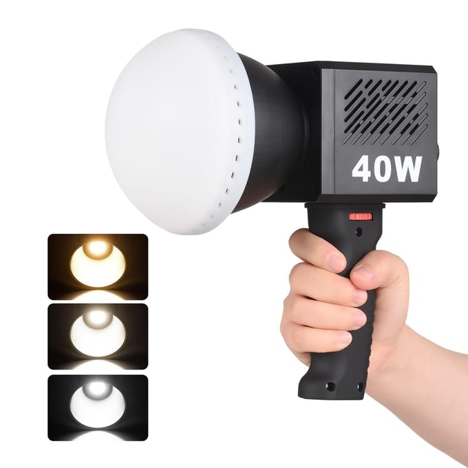 Lampe vidéo Portable COB, lumière de remplissage pour photographie, 40W, 2500K-6500K, variable, 9 éclairages de scène US Plug black