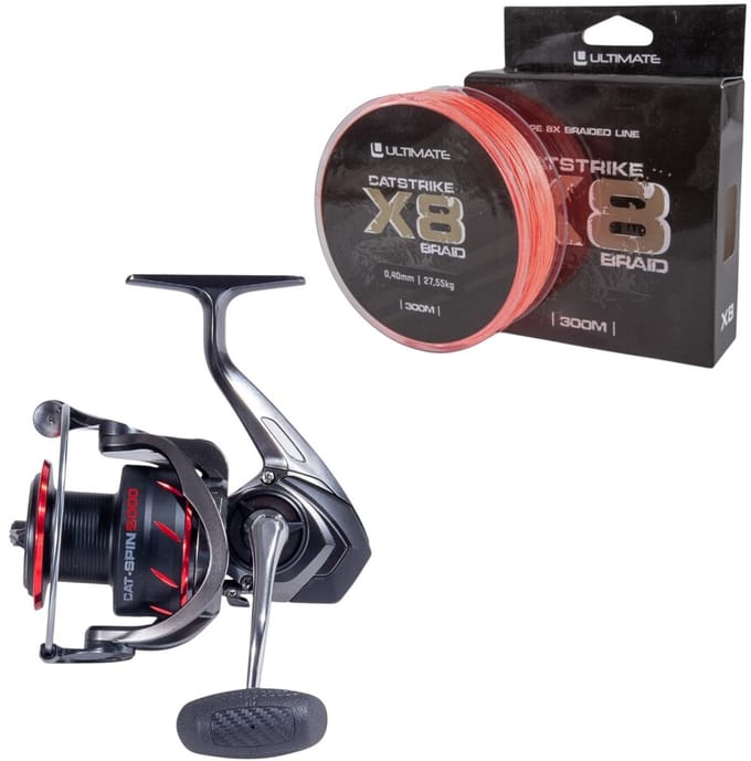 Ultimate Cat-Spin II Meerval Spinmolen 6000 + Catstrike X8 Braid 0.45mm Combo - Roofvis Set