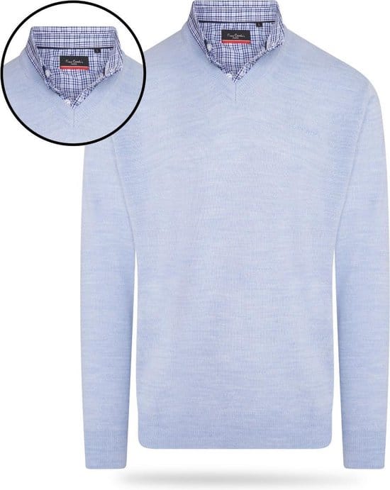 Pierre Cardin - Heren Sweaters Mock Pullover - Blauw - Maat S