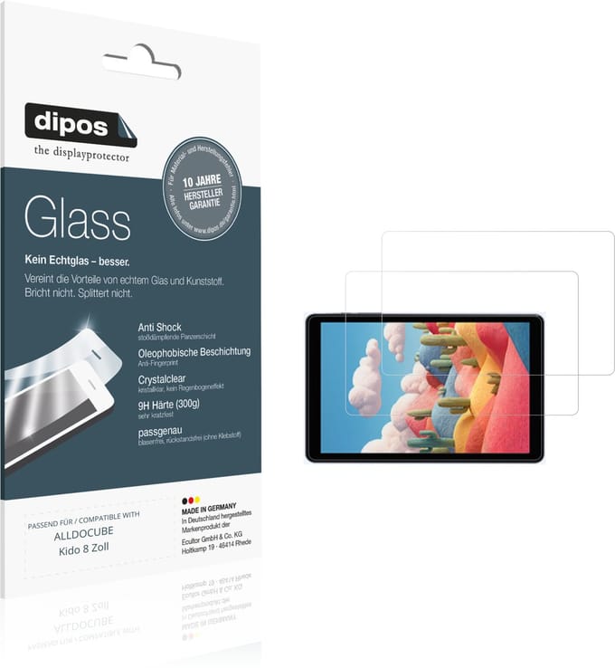 dipos – 2x Pantserfolie geschikt voor ALLDOCUBE Kido 8 Zoll | 9H Screenprotector