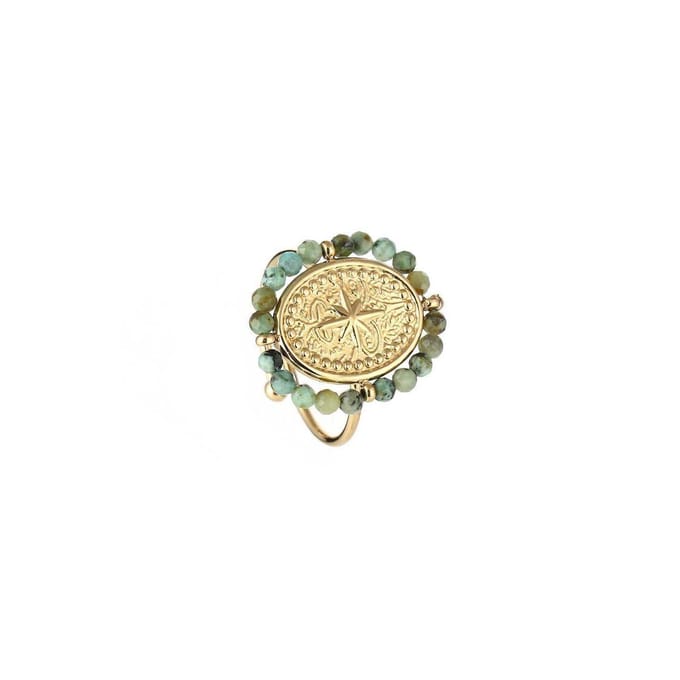 Jomide Ring Morning Star Gold Green - Verstelbaar