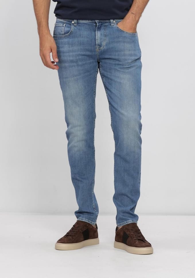 7 For All Mankind Slimmy Tapered Wavefrom Jeans Heren - Broek - Lichtblauw - Maat 32