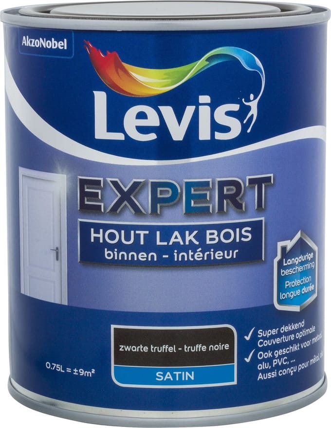Levis - Expert Hout Lak Binnen Satin - Zwarte Truffel - 0,75 L