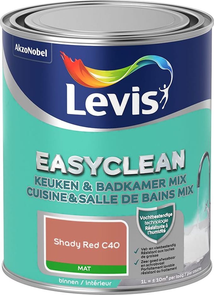 Levis - Easyclean Keuken & Badkamer Mix - Shady Red C40 - Mengverf - 1 L