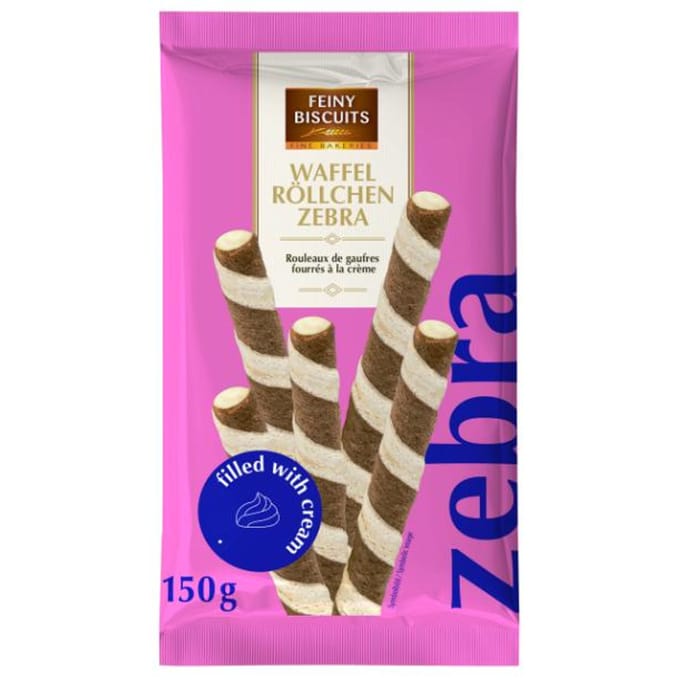 Feiny Biscuits Wafelrolletjes met Zebra Vulling 150 g