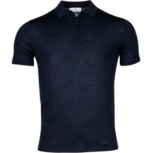 Thomas Maine Pullover Polo Fine Merino Single Knit Half Zip Navy / male