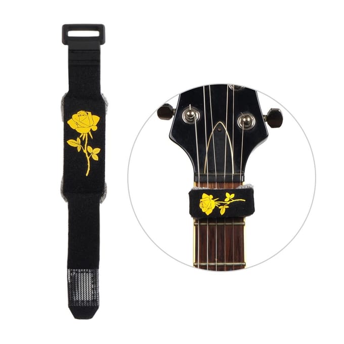 Rockhouse Gitaarsnaren Muter Gitaarsnaren Mute Fretboard Muting Wrap 18cm met Prachtige Bloem zwart