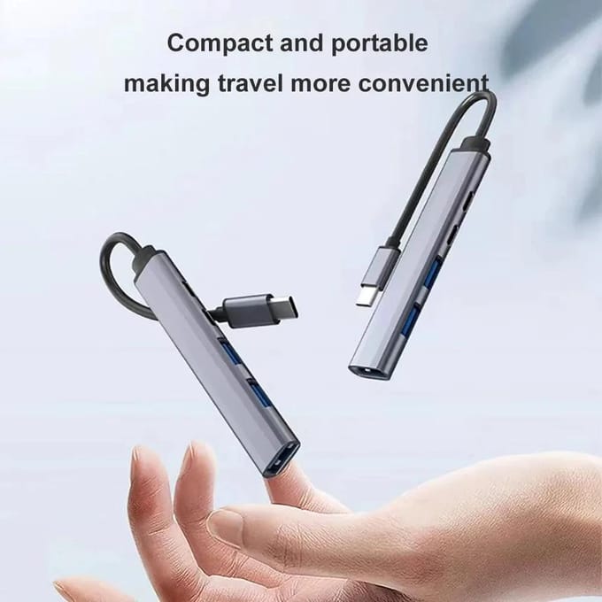 Hub USB C 5 en 2 Hub USB 3.0 Station d'accueil USB C Type C vers USB TYPE-C PD 65W Adaptateur Splitter USB OTG Pour Accessoires PC gray