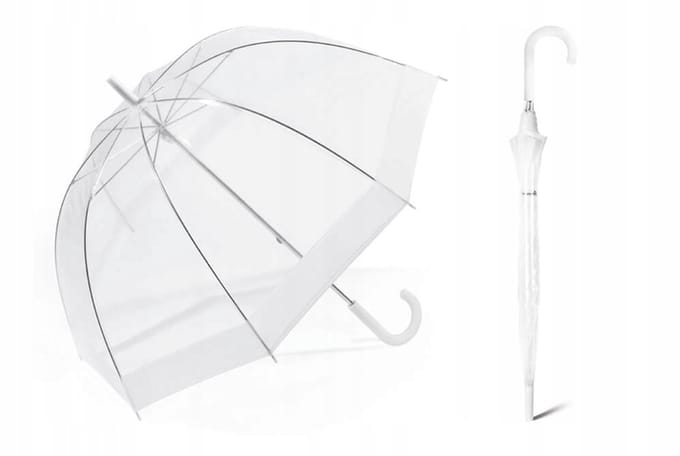 Happy Rain Diepe Paraplu Transparant met Witte Rand - Stijlvol en lichtgewicht
