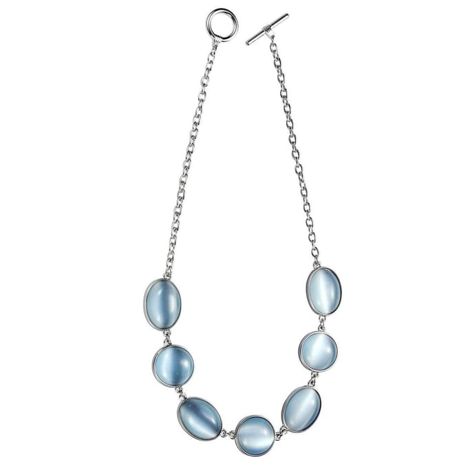 Behave - Korte ketting - Kattenoog steen - Wit/grijs - 50 cm