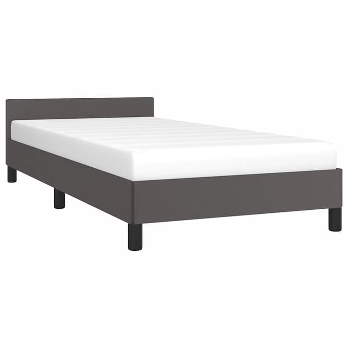 vidaXL - Bedframe - met - hoofdeinde - zonder - matras - 90x190 - cm - grijs