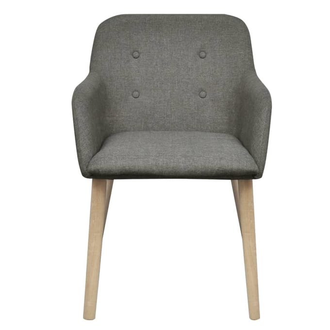 vidaXL - Eetkamerstoelen - 2 - st - stof - en - massief - eikenhout - lichtgrijs