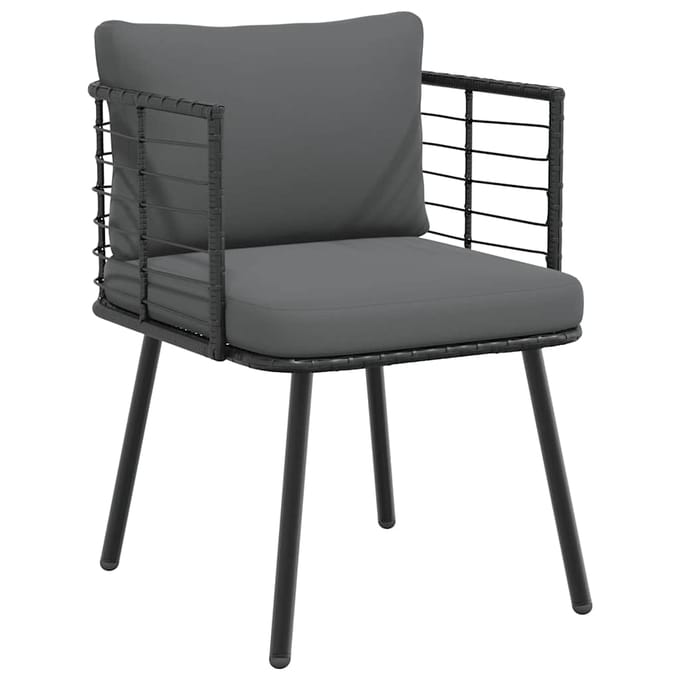 vidaXL - Tuinstoel - met - kussens - poly - rattan - zwart