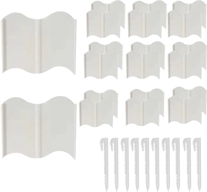 Tuinrand Randafwerking - Bloembed Scheiding - Landschap Creëren - Weerbestendig ABS - 20 Stuks - Wit