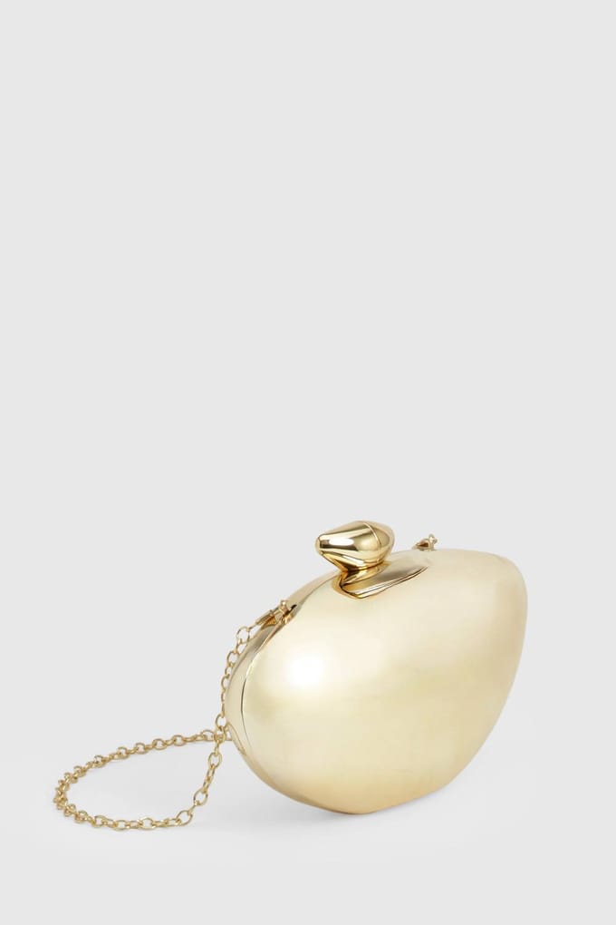 boohoo Dames Metallic Acryl Clutch Tas | Goud