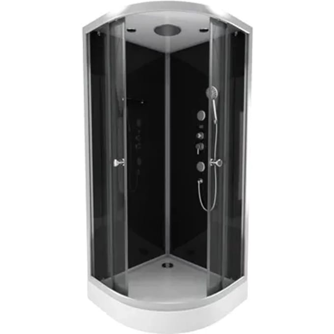 Aurlane Douchecabine Black 2 - Rond - 90x90x230cm - Zilver