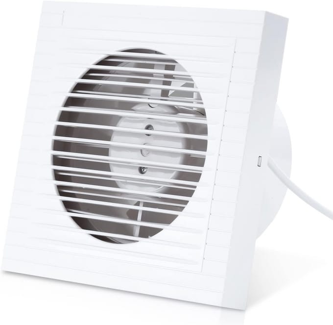 Stil Roterende Badkamer Ventilator 100mm met Vochtigheidssensor en Timer
