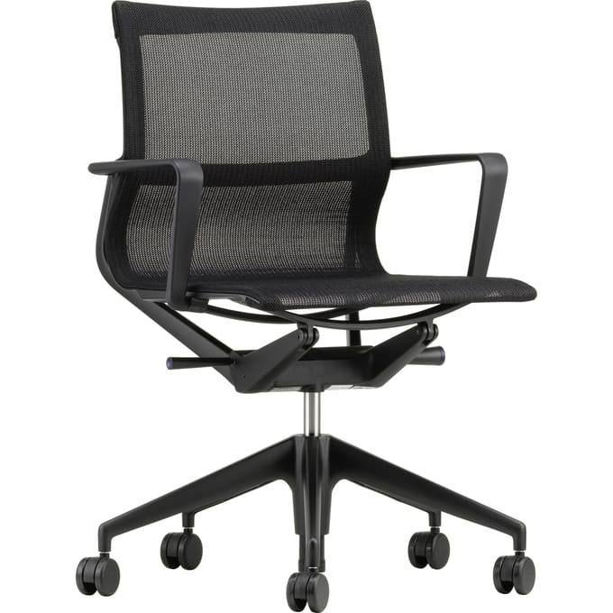 Vitra Physix bureaustoel - diepzwart - 06 black pearl - deep black - Wieltjes voor harde bodems