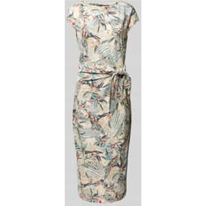 Knielange jurk met knoopdetail, model 'DABRIA'