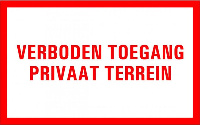 Verboden toegang privaat terrein tekststicker 320 x 200 mm