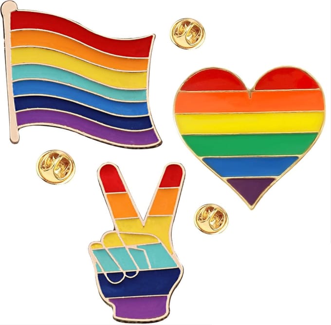 Scoby - Pride Pins - LGBTQ+ - Broches - Rainbow Colors - 3 Stuks - Regenboog