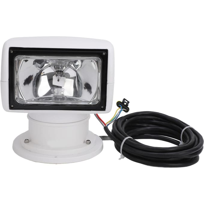 Projecteurs de recherche marine étanches 100W rotatifs à 360 degrés Portables pour bateaux Projecteur halogène avec télécommande pour yachts 24V gray