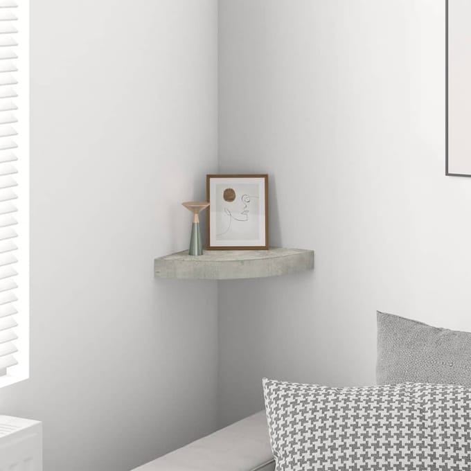 vidaXL - Hoekwandschap - 25x25x3,8 - cm - MDF - betongrijs