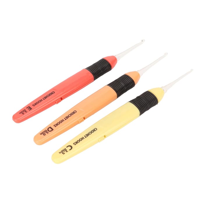 Ensemble de 3 Crochets de Crochet Lumineux 2,5 mm 3,0 mm 3,5 mm Léger Confortable LED Crochet Set pour DIY beige