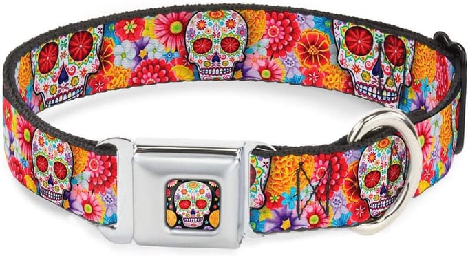Kleurige Suiker Skulls Halsband voor Honden 9-15 inch