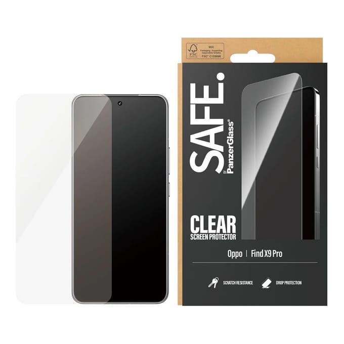 SAFE by PanzerGlass Ultra-Wide Fit Screenprotector voor de Oppo Find X9 Pro