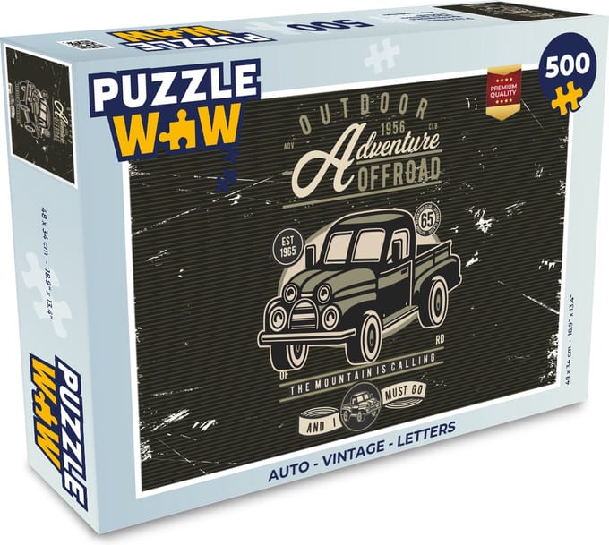 Puzzel Auto - Vintage - Letters - Legpuzzel - Puzzel 500 stukjes