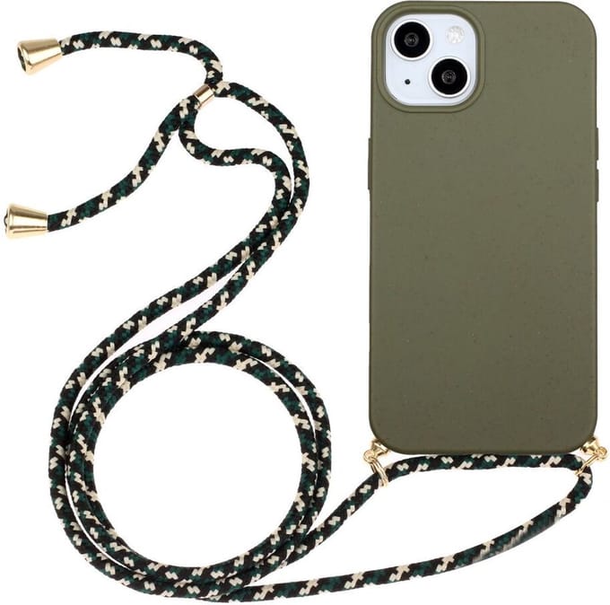 Geschikt voor Apple iPhone 15 Hoesje Flexibel TPU met Koord Back Cover Groen