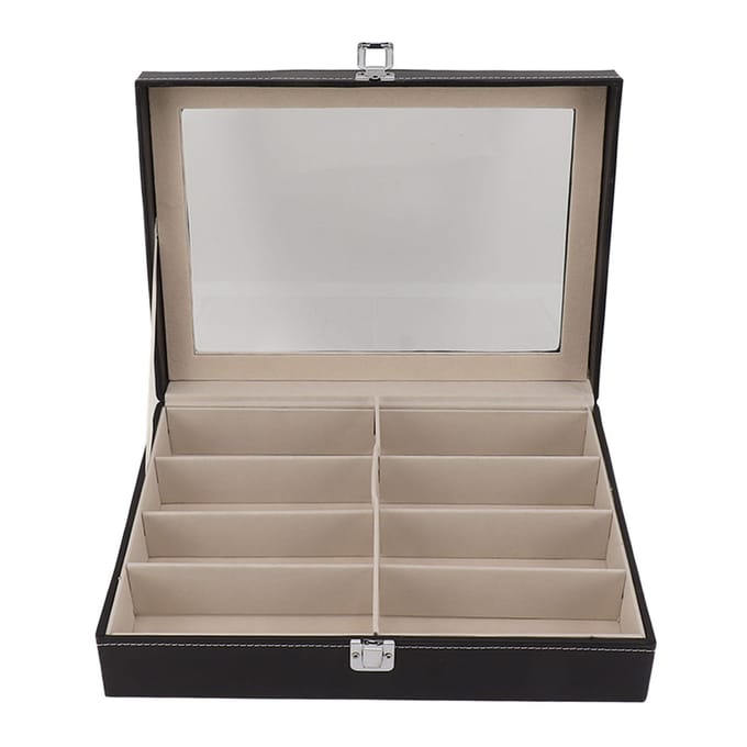 Brillendisplaykoffer PU-leer Multifunctioneel Meerdere Vakken Zonnebril Opberg Houder gray