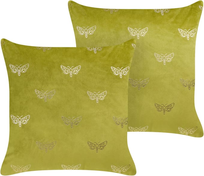 YUZURI - Sierkussen set van 2 - Lichtgroen - 45 x 45 cm - Fluweel